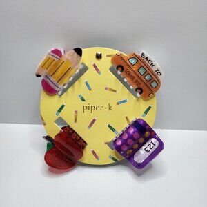School Theme Hair Clips | Teacher Appreciation Gift | Set of 4, Bus, Apple, Pen